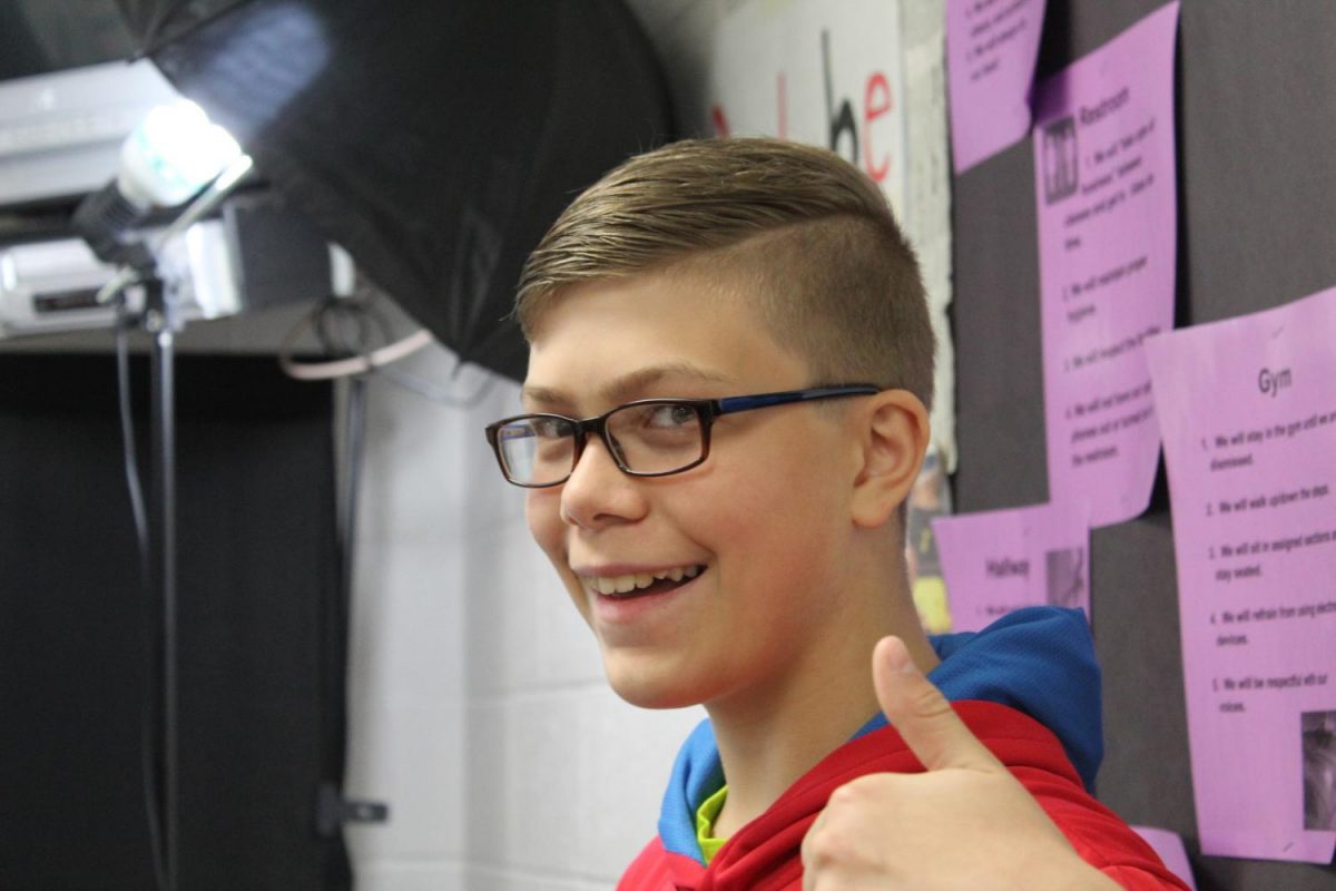 Jace van der Breggen gives a thumbs up in support of Broadcast Club.