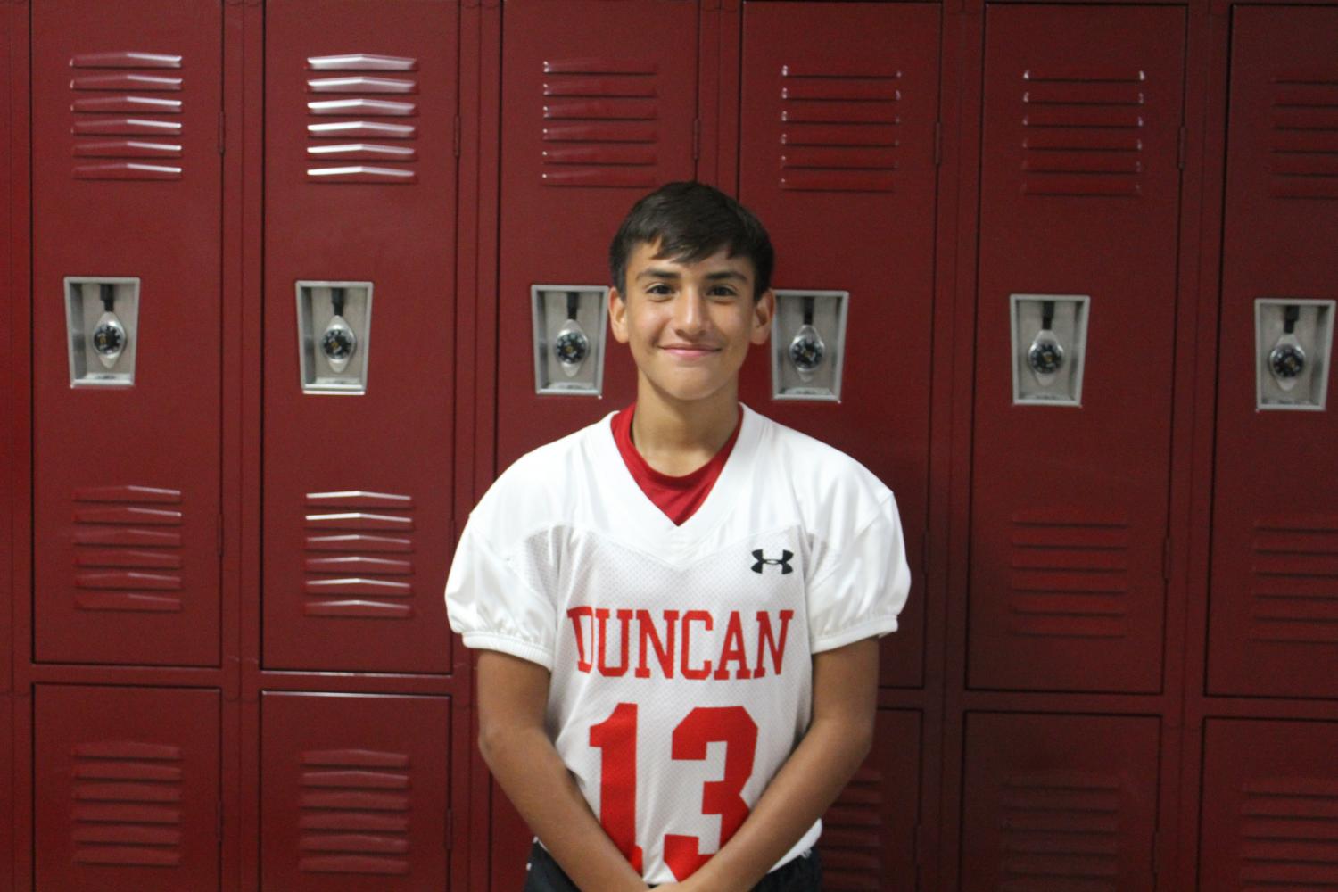 Adrian Gonzalez is one of the eighth-grade football players.