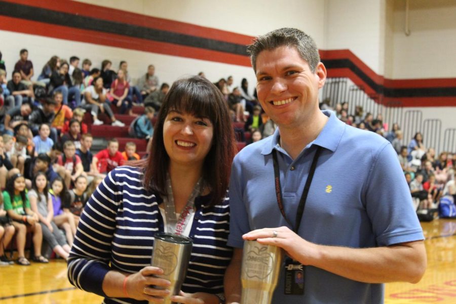 Megan Montieth and Derrick Miller were selected as the September teachers of the month.