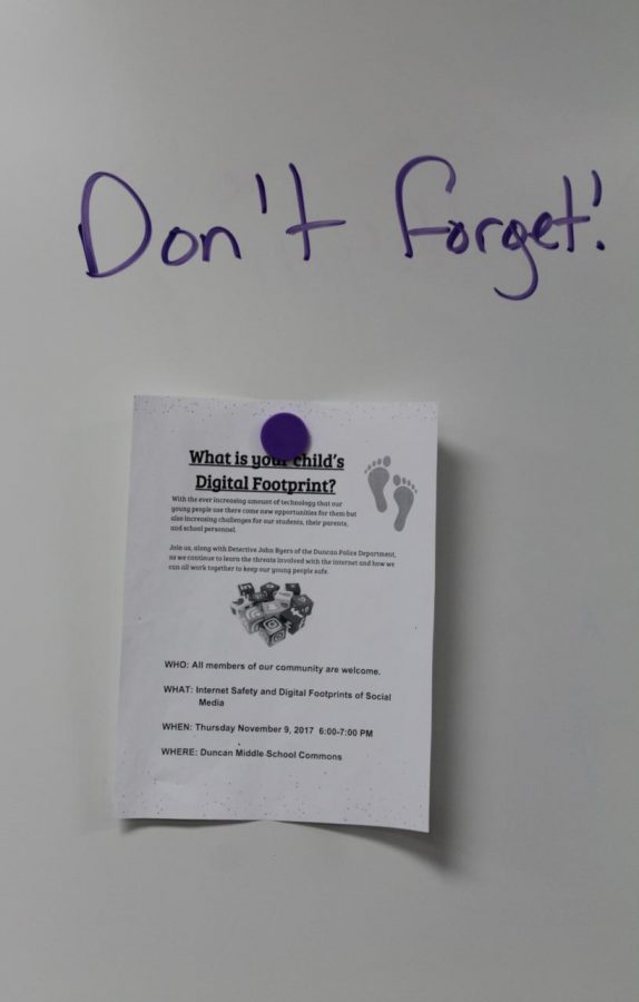 A flyer promotes the digital citizenship meeting tonight.