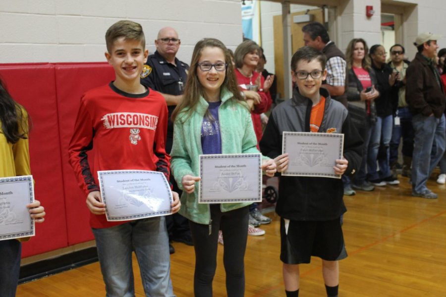 Landon Holthaus, Ansley DeVoe and Caleb McFatridge were some of the sixth grade students of the month.