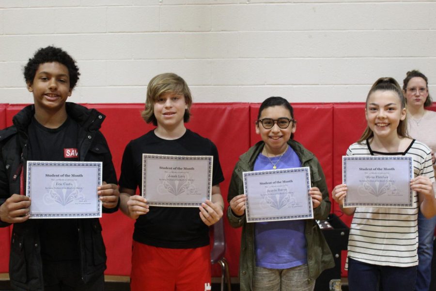 March sixth-grade students of the month were Eric Costa, Jonah Link, Angela Ibarra and Olivia Fletcher.