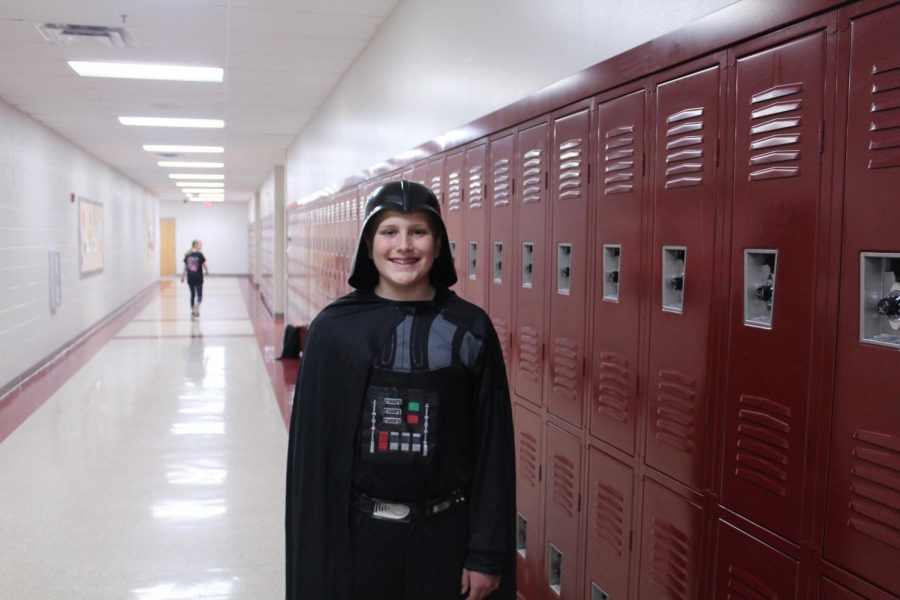 Dan Bower shows off his dark side in his Darth Vader costume. Star Wars Day was Tuesday.