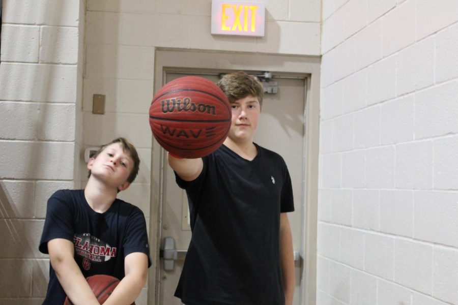 Ayden Pennypacker and Camden Propest are two of the eighth-grade boys who play basketball for DMS.