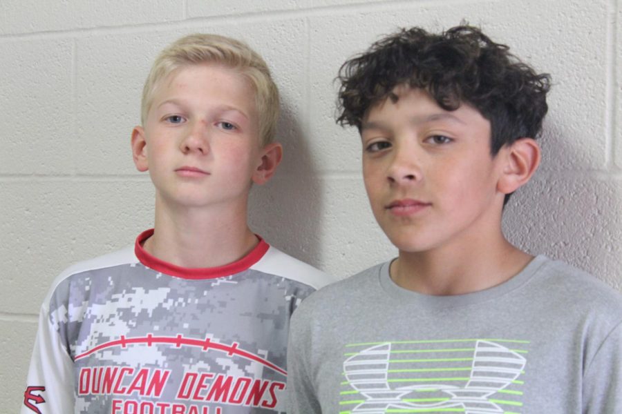 Kooper Kelly and Eli Ramirez are two members of the Duncan Middle School track team.