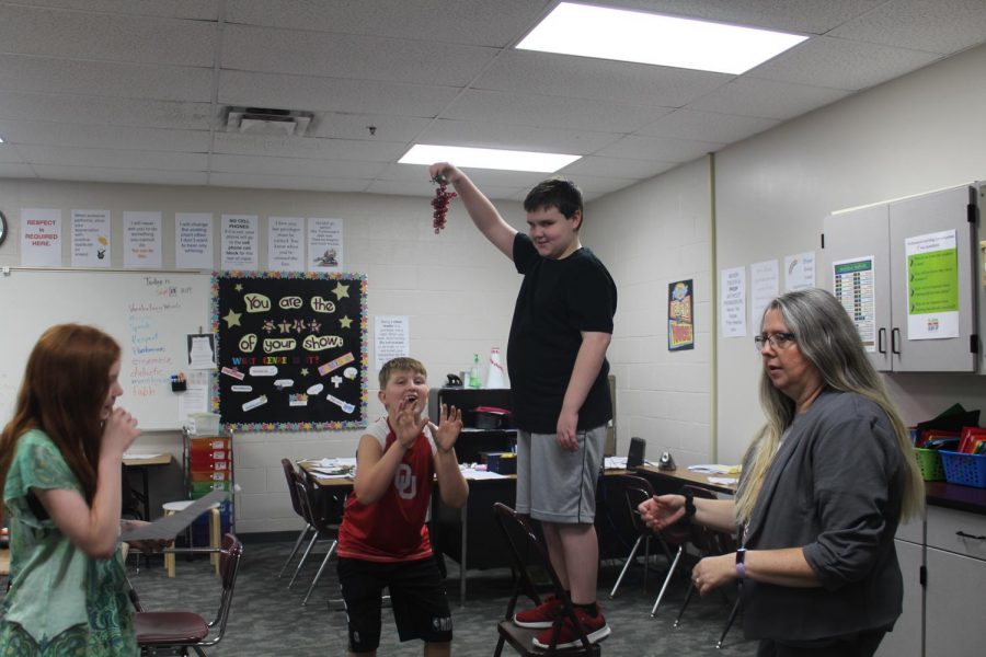 Students in Lavonna Funkhousers second hour class take part in a performance game.