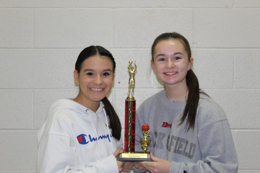 Katelin Ramirez and Meg Walker pose with third place trophy. 