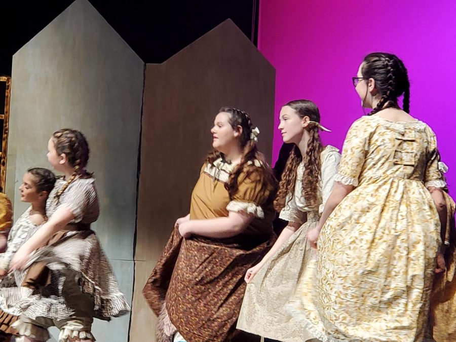 Several middle school students, including Ainsley McEntire, Sadi Blalock and Anavrin Sorenson performed in Duncan Little Theatres production of Seven Brides for Seven Brothers in February.