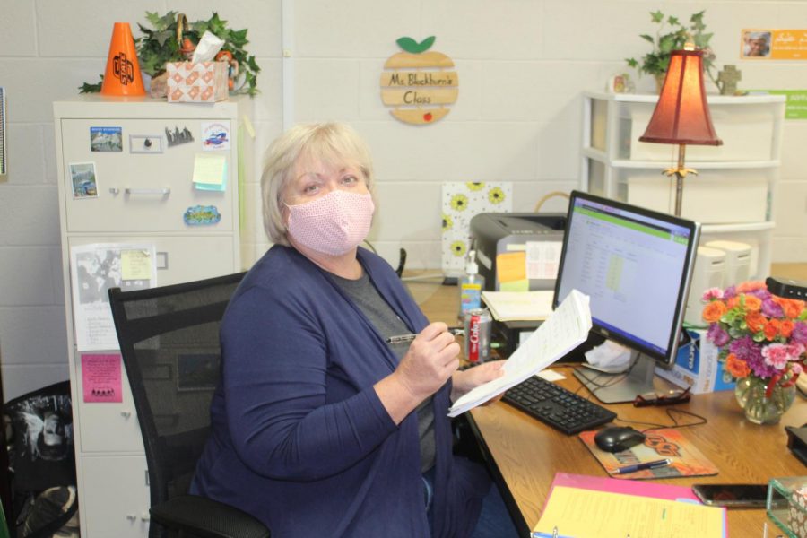 Joni Blackburn is ready for parent/teacher conferences, which continue tonight from 3:30 to 7 p.m.