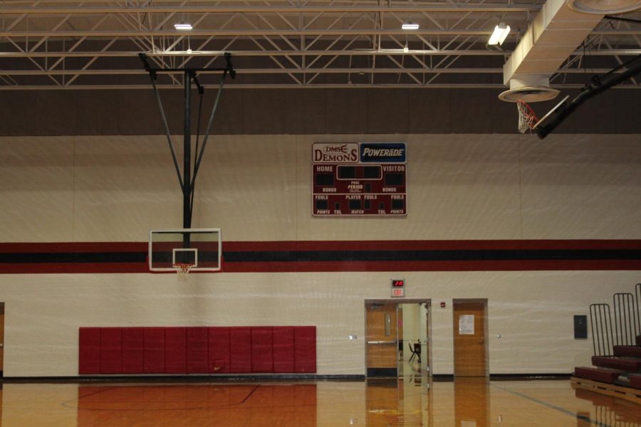 The basketball court at Duncan Middle School stands empty. The game tonight against Lawton Mac got canceled.