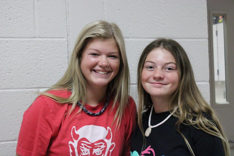 Raelyn Crow and Brooklynn Pruitt smile for the picture.