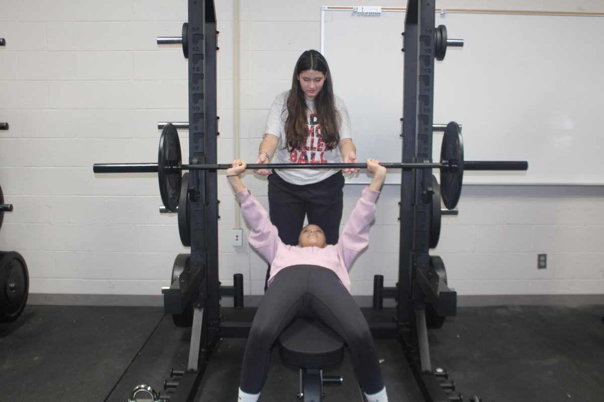 Duncan Middle School students work out in the weightlifting room, as part of the classs curriculum. Weightlifting is a new elective class at DMS this year.