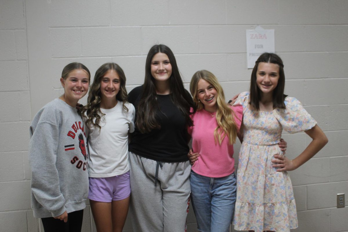 Newly elected DMS Student Council officers include, from left, Reporter/Historian Tenley Robinson, Treasurer Peyton Williams, President Zara Ozaltin, Vice President Collins Budowsky and Secretary Kaylee Thomas.