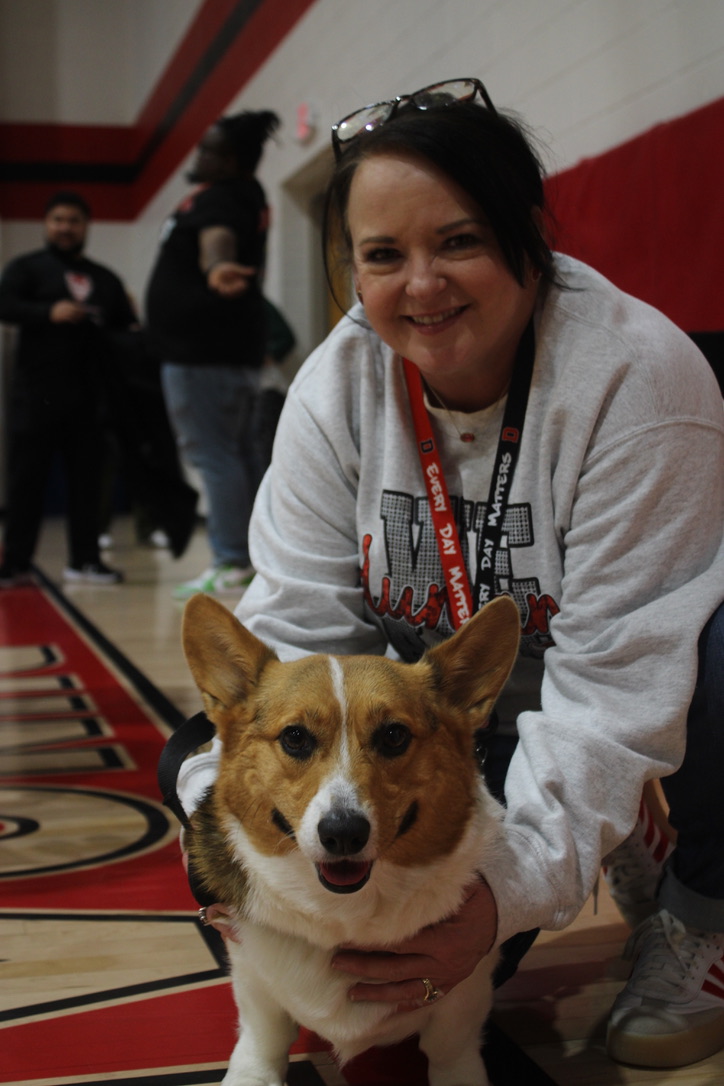 Luna and Mrs Berthold posing for a photo