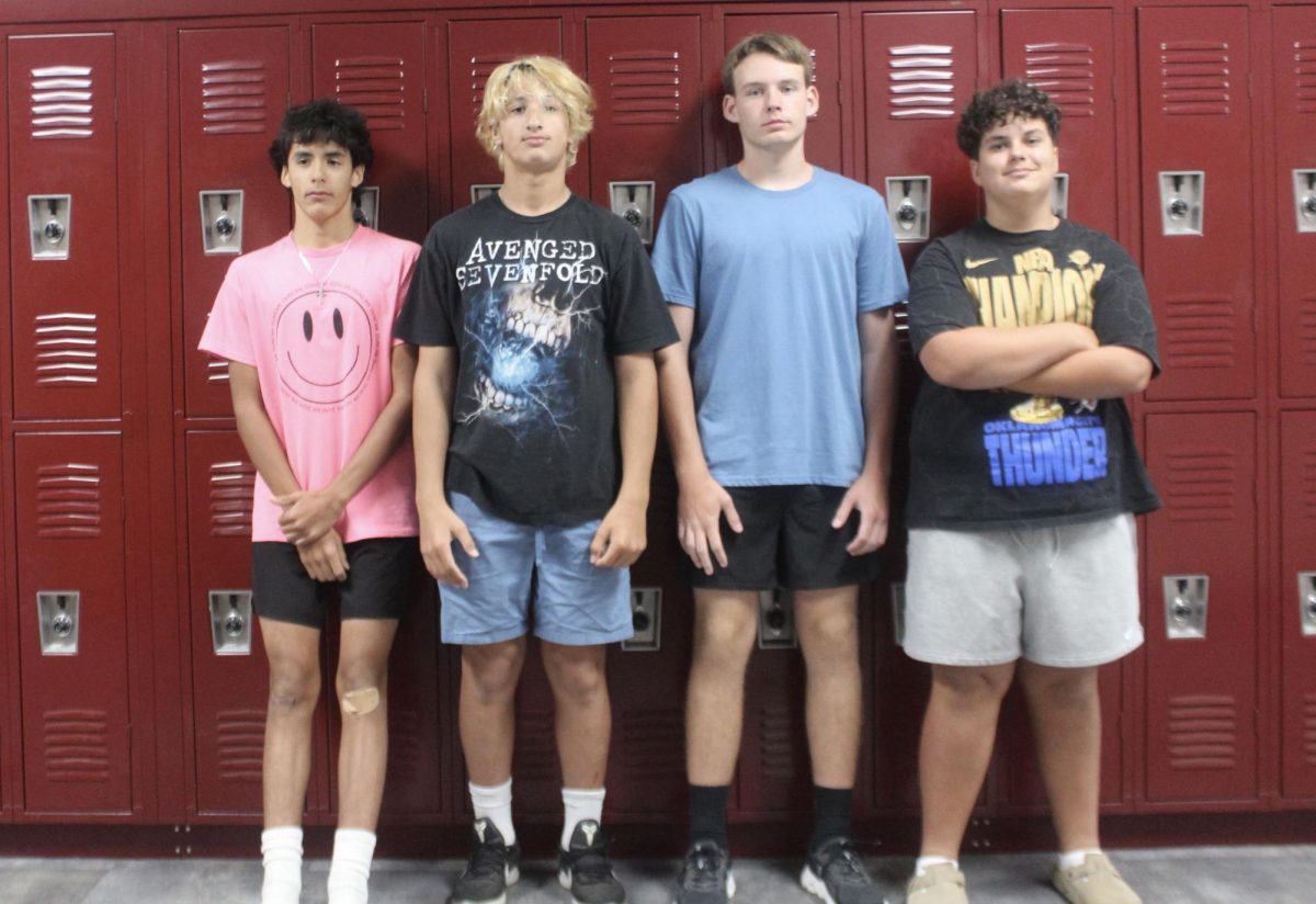 Carson Nalley, Zander Van Bebber, Breken Condit and JD Gdanski are ready for the first football game of the year.