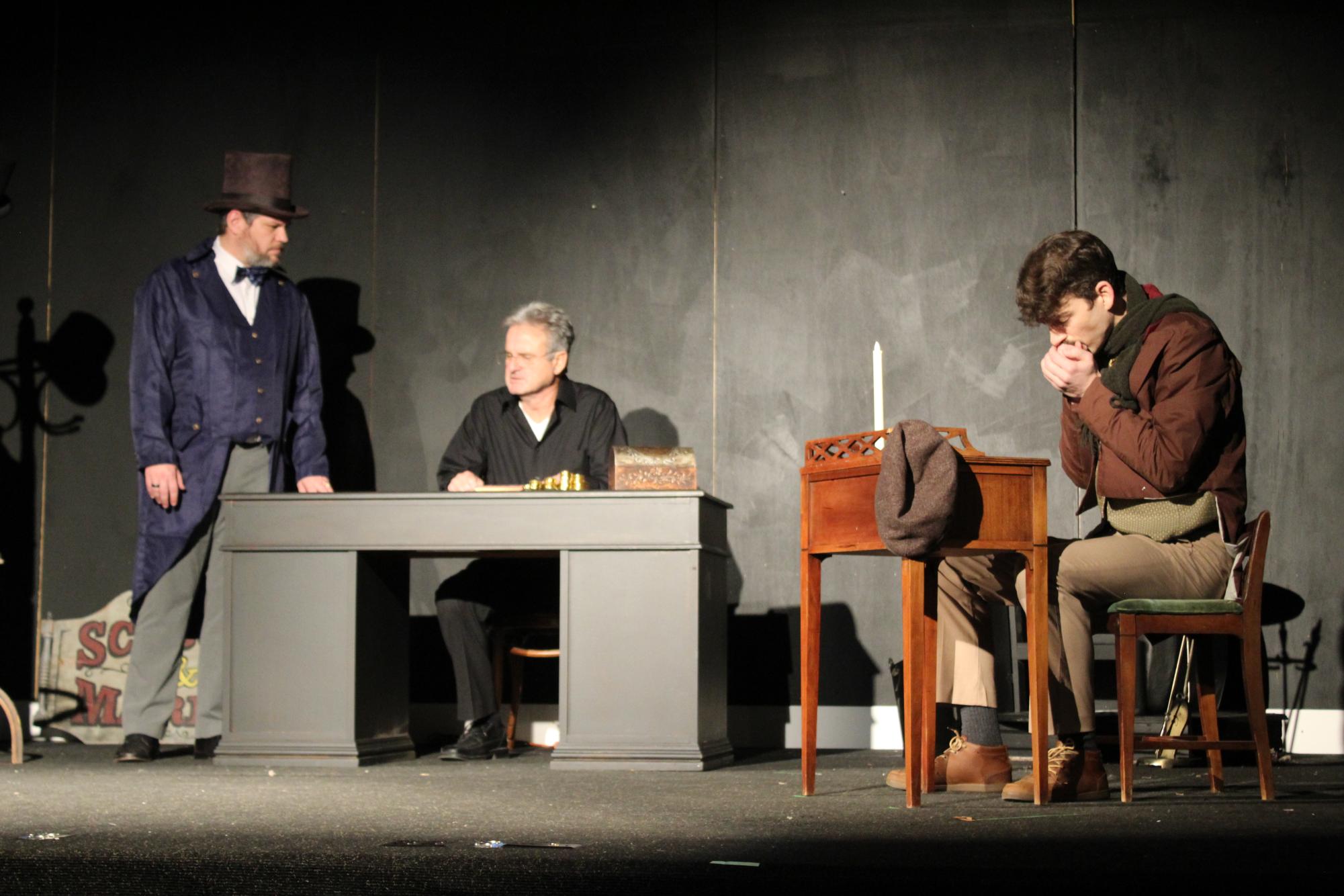 Derrick Miller, Desmond Jones and Reavis Hammond perform in Duncan Little Theatre's production of "A Christmas Carol," which is set to perform starting Friday. Miller and Hammond are teachers are Duncan Middle School.