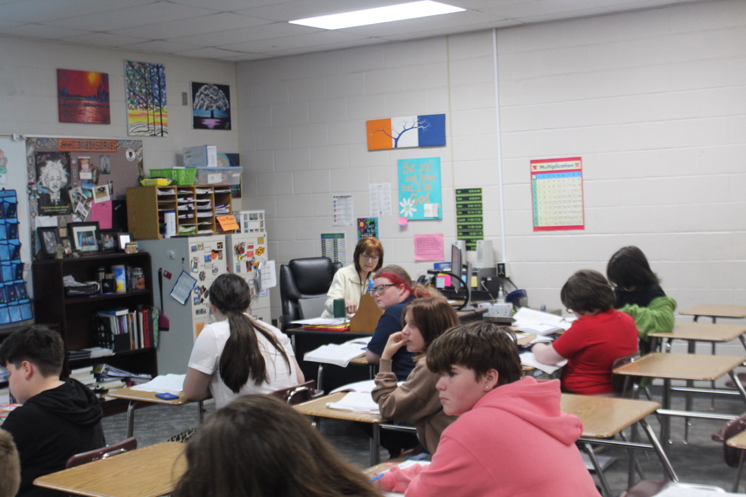 Students work on math in Julie Leippe's second hour class. Math is one of the subjects assessed during state testing.